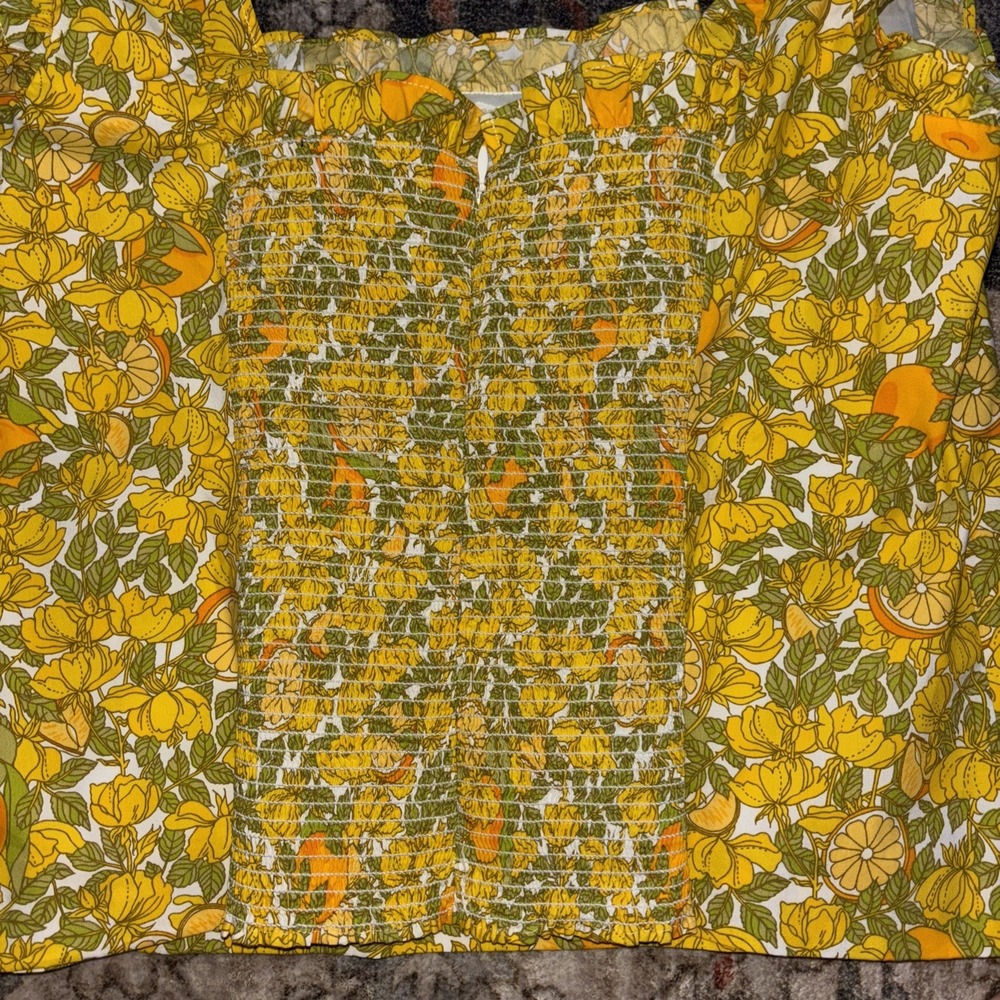 J.Crew Size M Poplin Tank top LIMONE print fruits corset bodice square neck - Picture 8 of 9